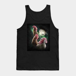 3 Chicken Moon, Wolf Chickens, Wolves Howling Tank Top